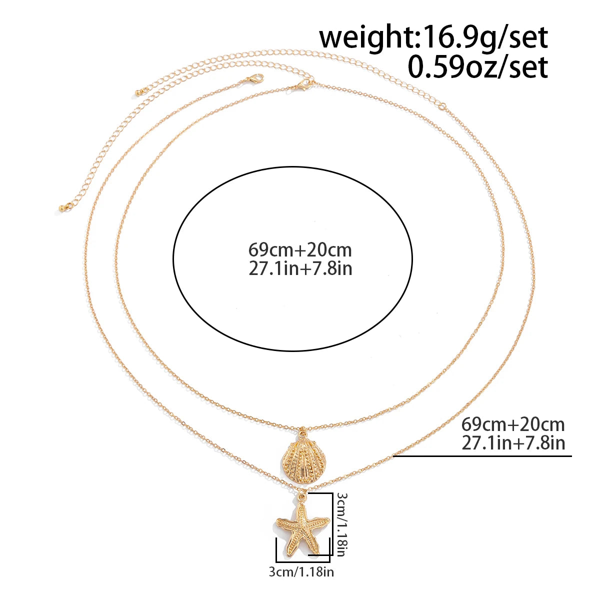 Ingemark Sexy Simple Metal Starfish Scallop Pendant Waist Belly Chain for Women Summer Beach Bikini Vacation Body Jewelry Gift