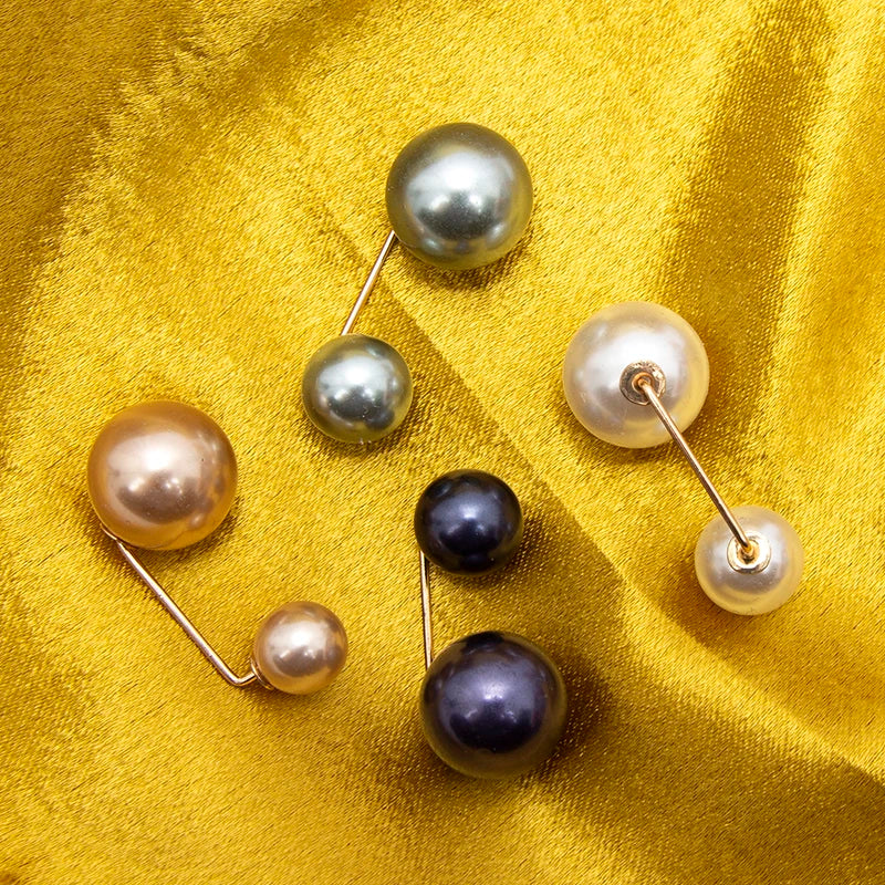3Pcs/set New Women Tightening Waistband Pin Double Pearl Brooches Metal Lapel Pins Sweater Shirt Cardigan Brooch Accessories