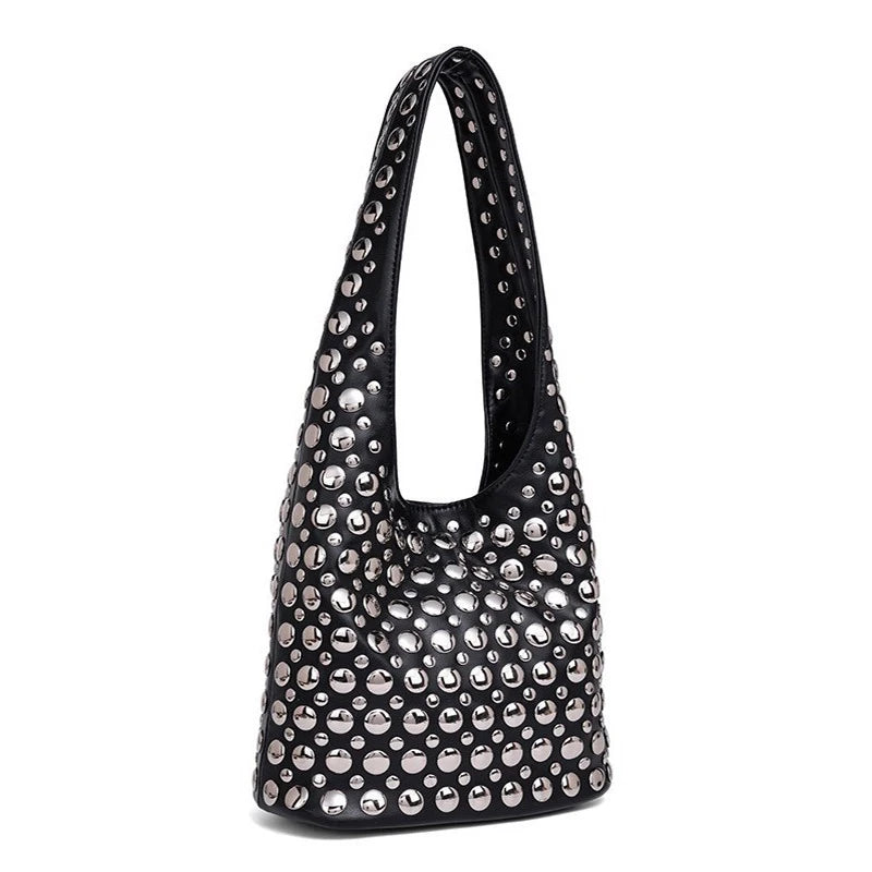 Designer Women's Geometric Shoulder Bag Luxury Shiny Rivet Handmade Clutch Top Brand Fashion Party Evening Purse