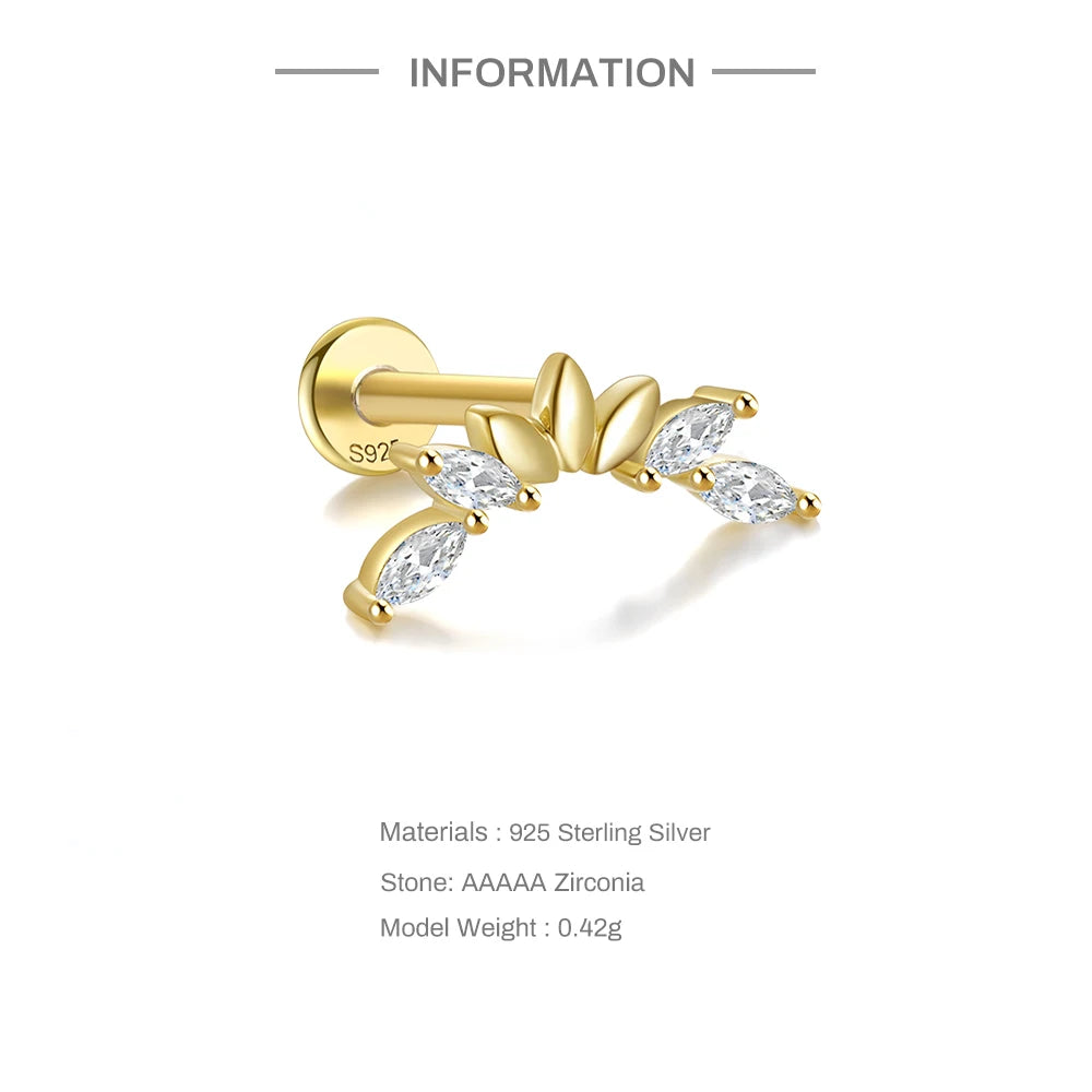 Aide 925 Sterling Silver 1pc Geometry Multi Piercing Stud Earrings For Women K Gold Simple Elegant Tassel Jewelry Gift Pendiente