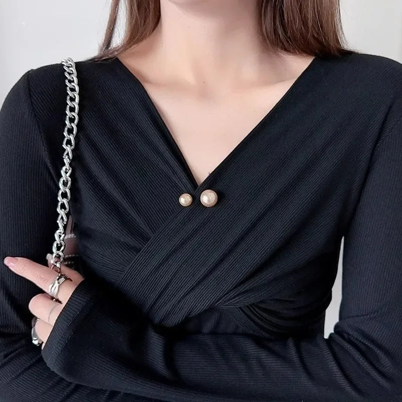 1/12Pcs Pearl Non-slip Safety Pins Dress Brooch Decoration Dress Waist Fastening Pins Collar Adjustment Scarf Buckle Jewelry