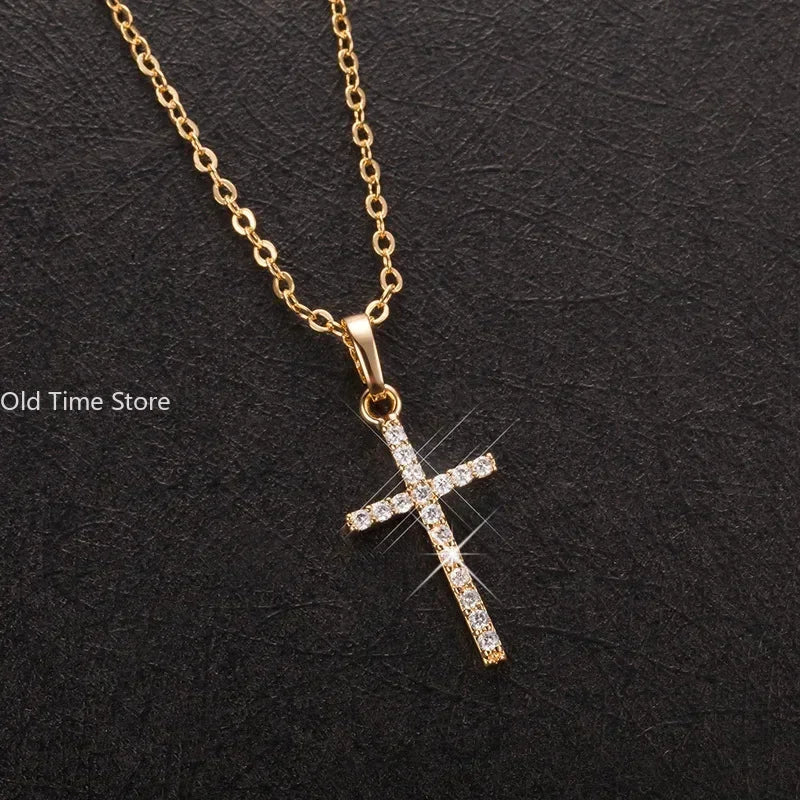 Gift Cross Necklace for Women - Gold Plated Cross Necklace Layered Small Side Necklace Women's Fashion Jewelry
