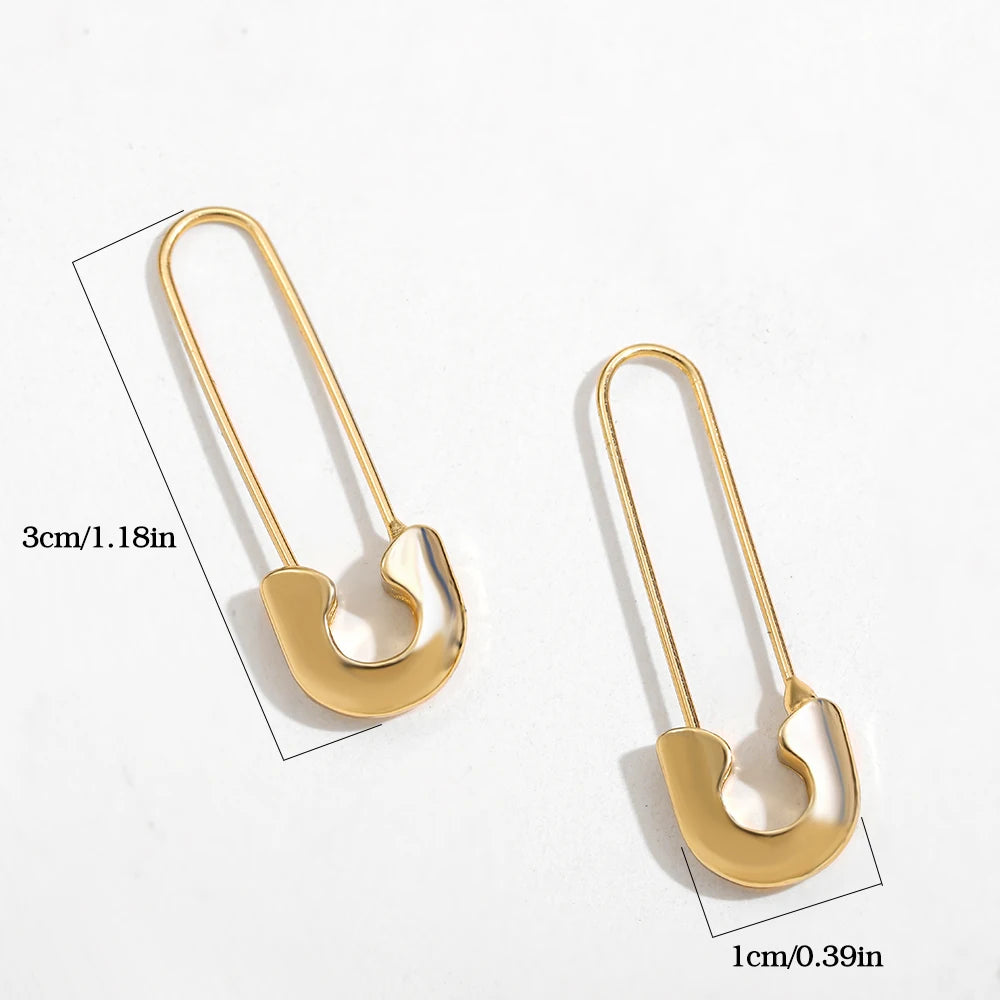 Minimalist Safety Pin Shape Leverback Earrings for Women U-shaped Gold Plated Lock Pendant Pierced Earring Jewelry Accessories