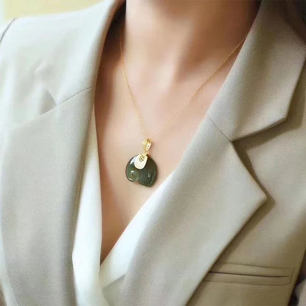 ブティック天然石和田翡翠象ペンダント18Kゴールドメッキチェーンネックレスチョーカージュエリー女性誕生日記念日