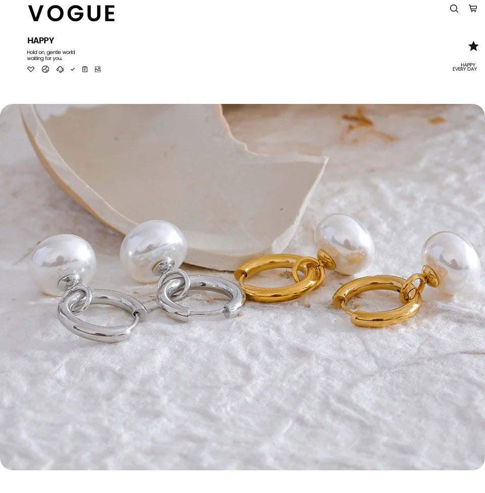 High Quality Imitation Pearl Pendant Alloy Gold Korean Earrings Ornaments Fashion Jewelry Women Gift