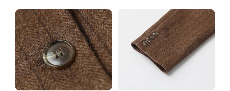 CHIC VEN Women Woolen Blazer Loose Vintage V Neck Female Jacket Suit Double Breasted Office Ladies Coat Spring Autumn 2025