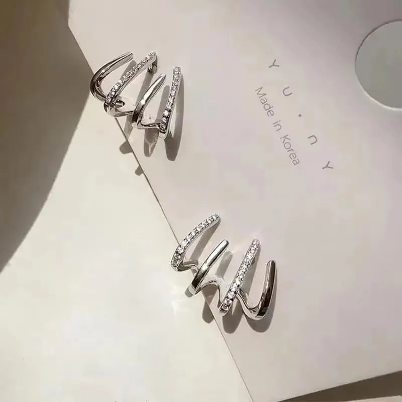 925 Silver Needle Korean Fashion Zircon Geometric Earrings For Women Jewelry 2025 Trending Luxury Crystal Cross Stud Earrings