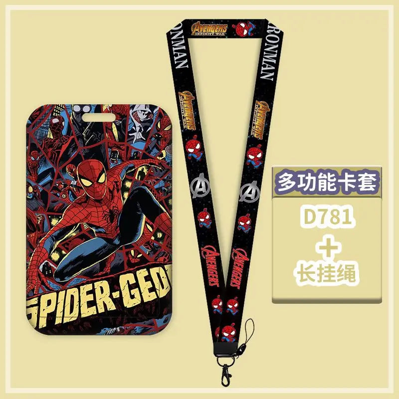 Cartoon Disney Marvel Spiderman Card Sleeve Cartoon Lanyard ID Bus Card Work Permit protect Sleeve Cute Student Stationery Gift