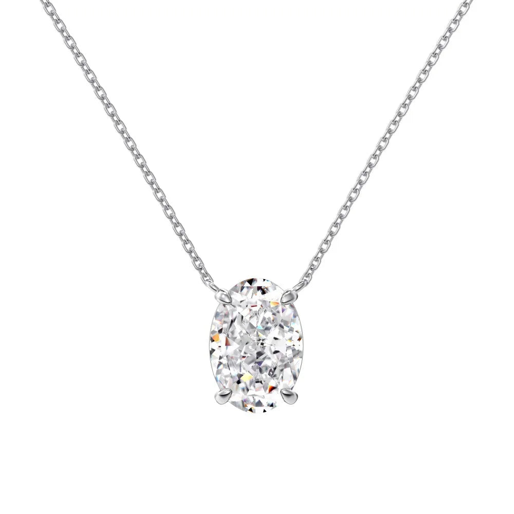 オーバルカット 1-4CT Dカラー モアサナイト ネックレス レディース S925 スターリングシルバー ウェディング ダイヤモンド ペンダント ネックチェーン パーティー ギフト ジュエリー