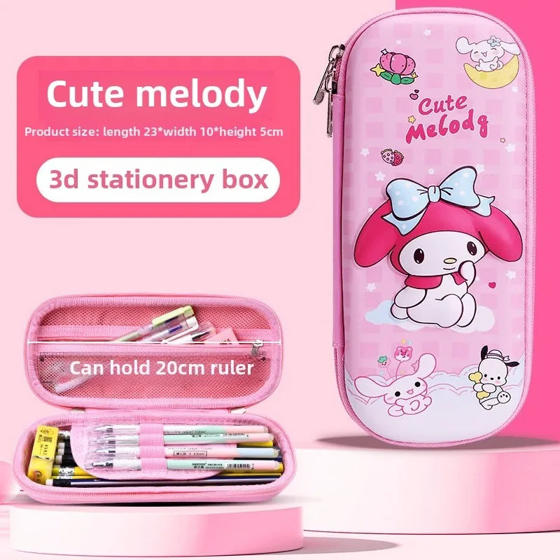 Kuromi & Cinnamoroll Pencil Case, Durable, 3D Stereoscopic Large Capacity Stationery Case Waterproof Drop Pencil Case