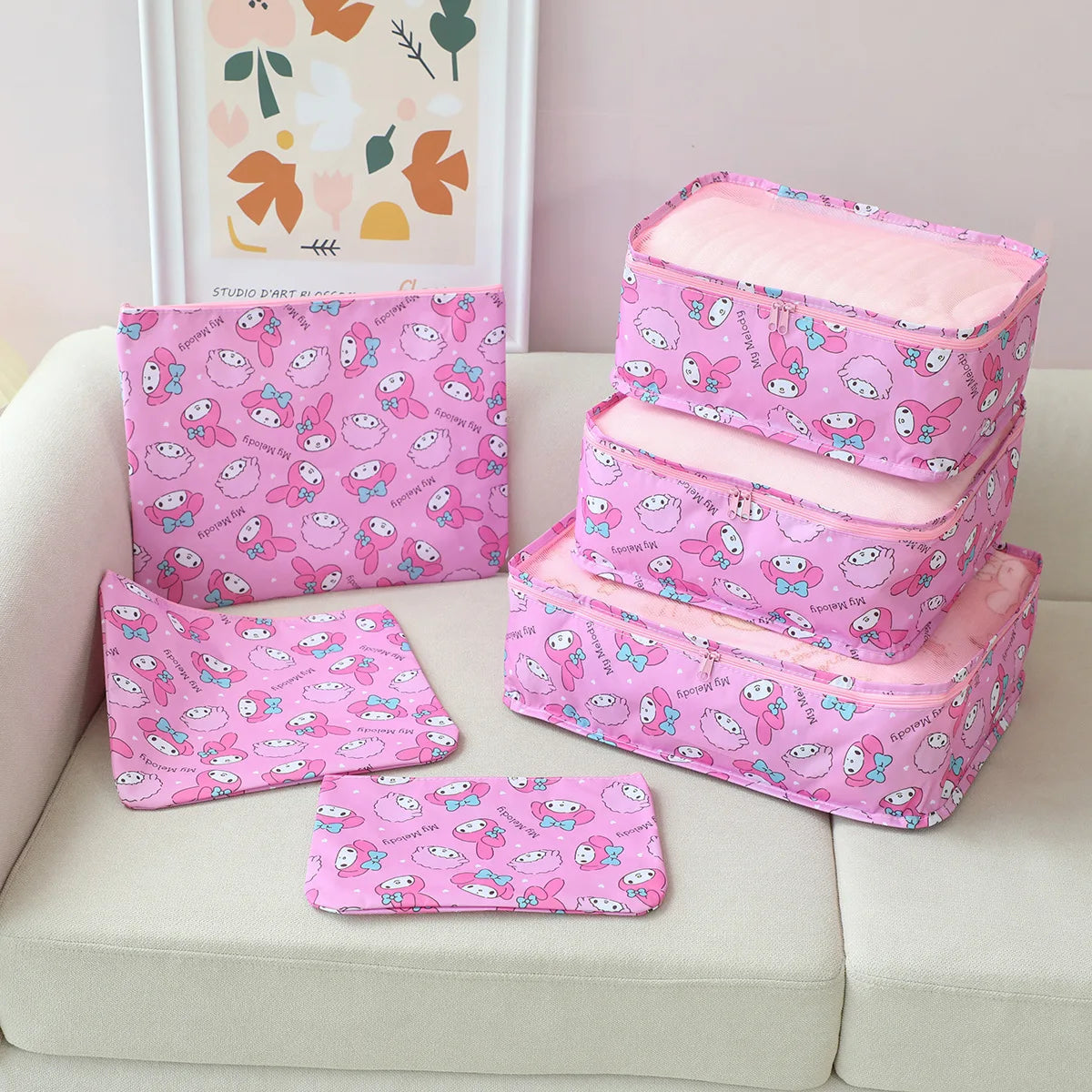 6pcs Sanrio Hello Kitty Storage Box Cartoon Kuromi Waterproof Travel Storage Bag Underwear Shoes Storage Organizing Bag