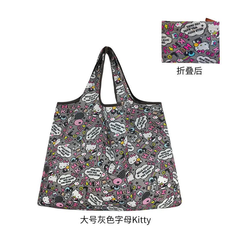 New Hello Kitty Supermarket Shopping Bag Large Capacity Bag Cartoon kuromi Portable Foldable Cloth Bag Shoulder Bag