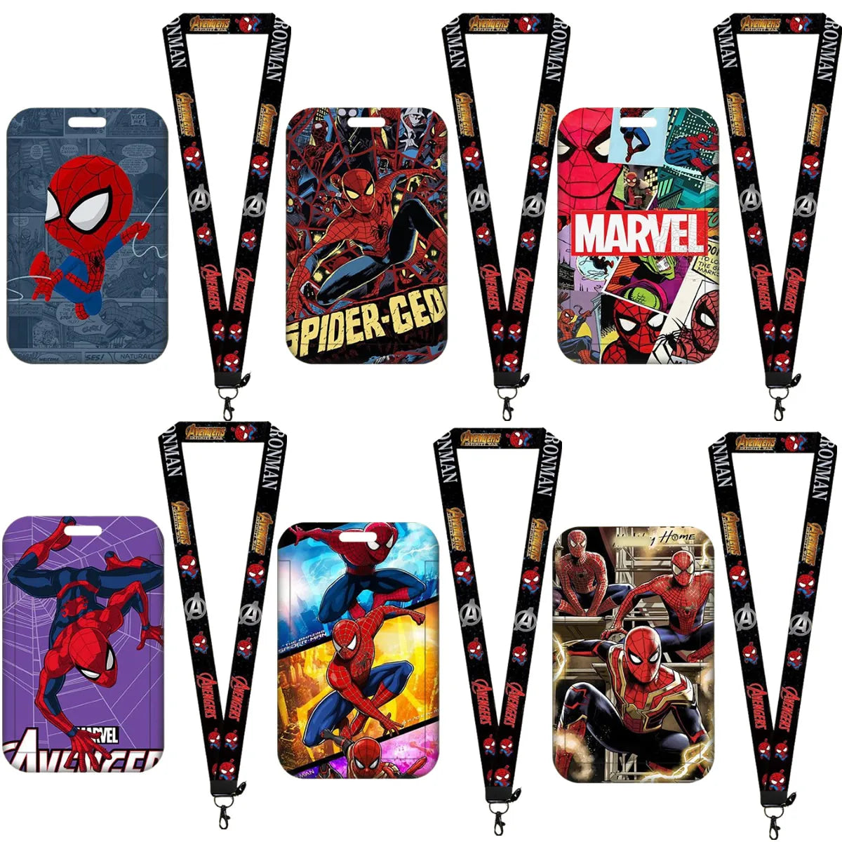 Cartoon Disney Marvel Spiderman Card Sleeve Cartoon Lanyard ID Bus Card Work Permit protect Sleeve Cute Student Stationery Gift