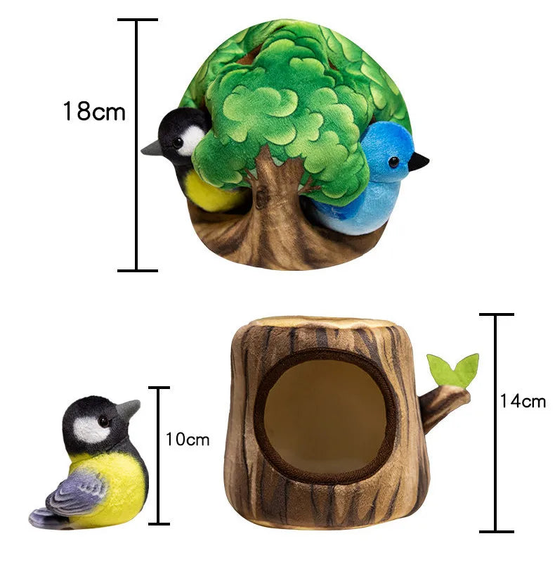 クリエイティブなぬいぐるみツリーハウスと鳥の人形のおもちゃシミュレーション切り株ぬいぐるみかわいい動物人形ホームオフィスの装飾女の子への面白いギフト