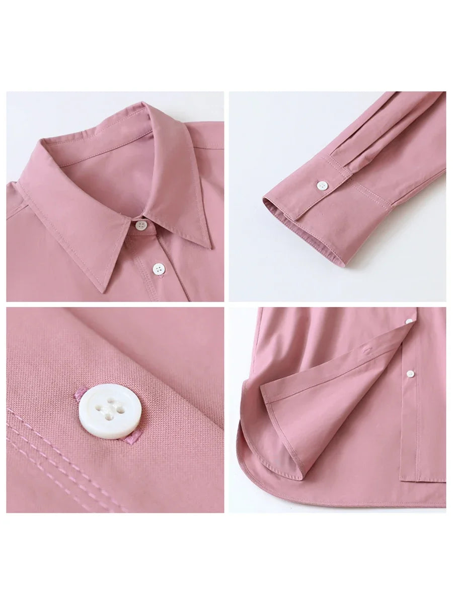 CHIC VEN Women Shirts Solid Long Sleeve Loose Single Breasted Female Blouses Woman Cotton Spring Summer 2025 Clothing