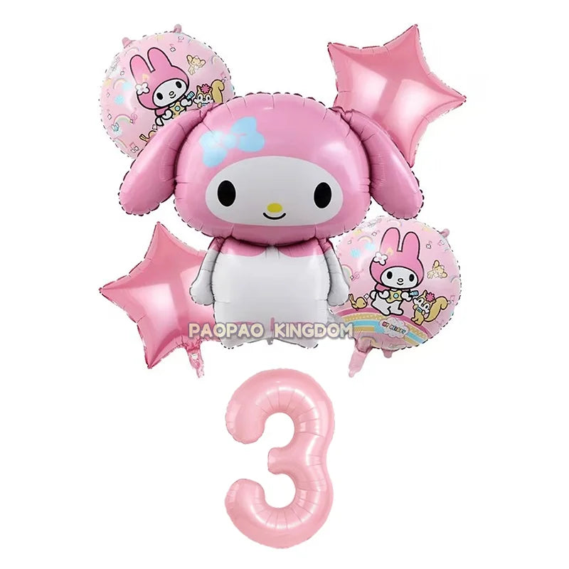 Cinnamoroll Kuromi My Melody Anime Kawaii Balloon Baby Shower Party Decoration Metallic Birthday Arrangement Helium Balloons