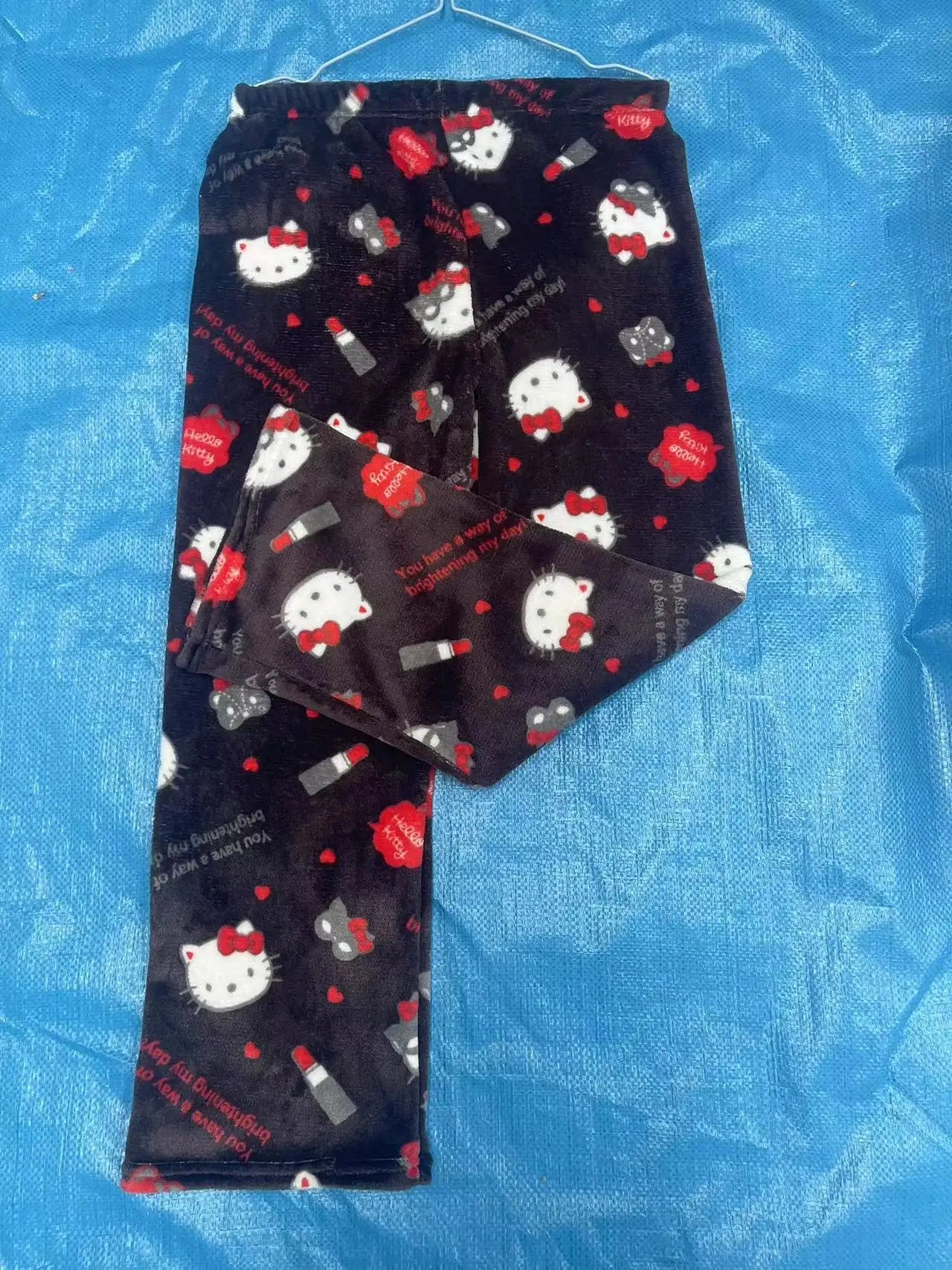2024 New Sanrio Hello Kitty Kuromi Flannel Pajamas Warm Pants Female Winter Fleece Casual Homewear Pants Leisure Wear Girl Gift