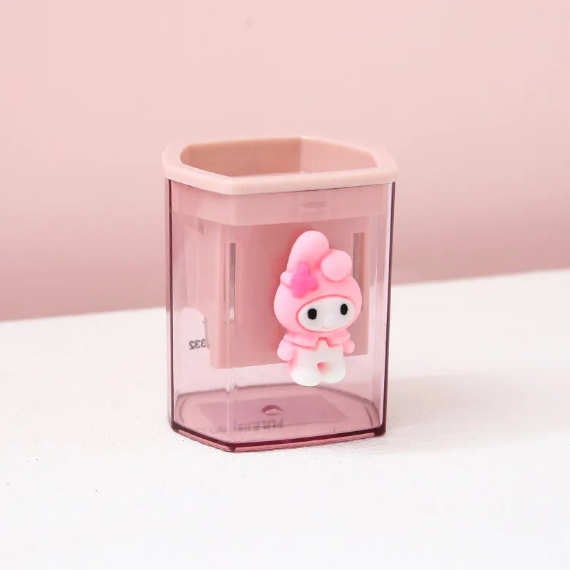 Anime Sanrio Pencil Sharpener Hello Kitty Kuromi Portable Pencil Sharpener Cinnamoroll Melody Simple Primary Stationery Kid Gift