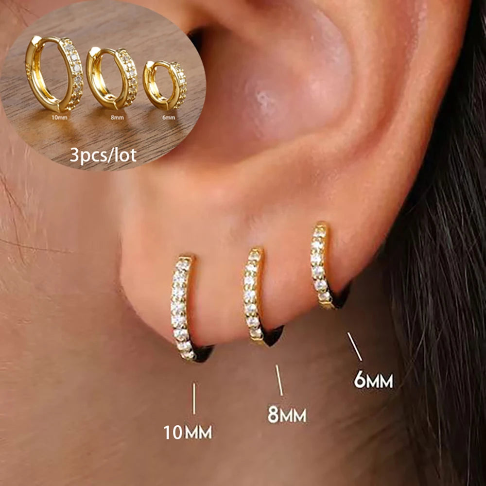 3 Piece Fashion Stainless Steel Round Star Drop Earrings Set for Women 18K Gold Plated Dangle Earring Punk Unisex Rock Jewelry