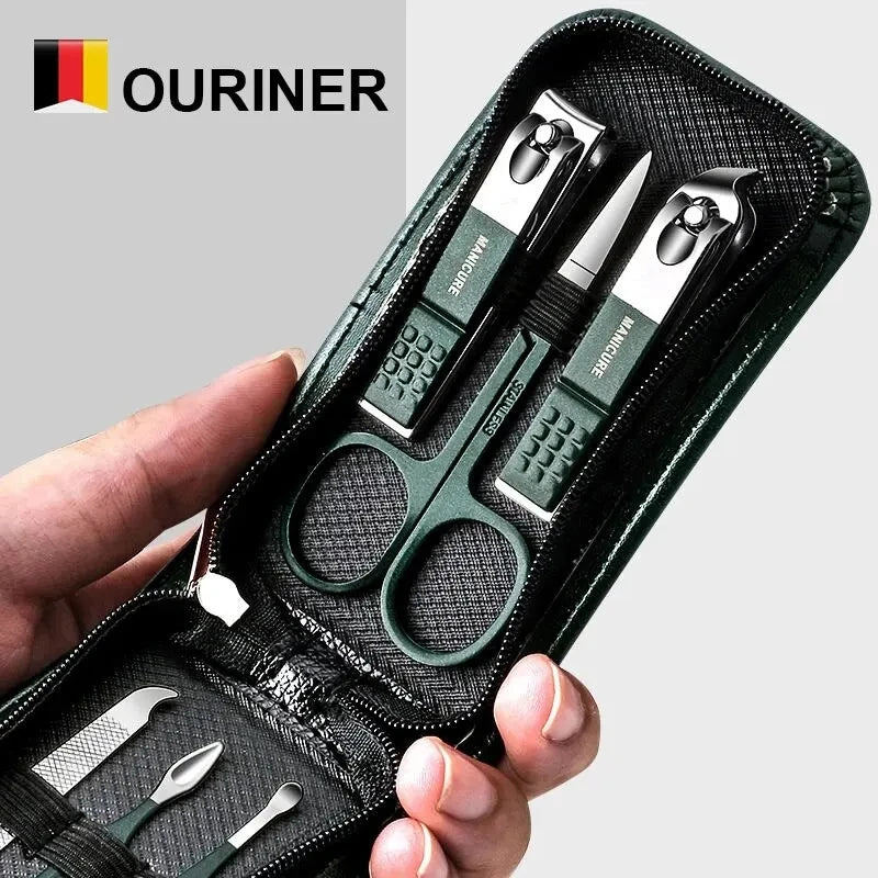 Ouriner 6-18個 ポータブルマニキュアセット ペディキュアキット 明るい黒 爪切りセット パーソナルケアツール 眉毛はさみ