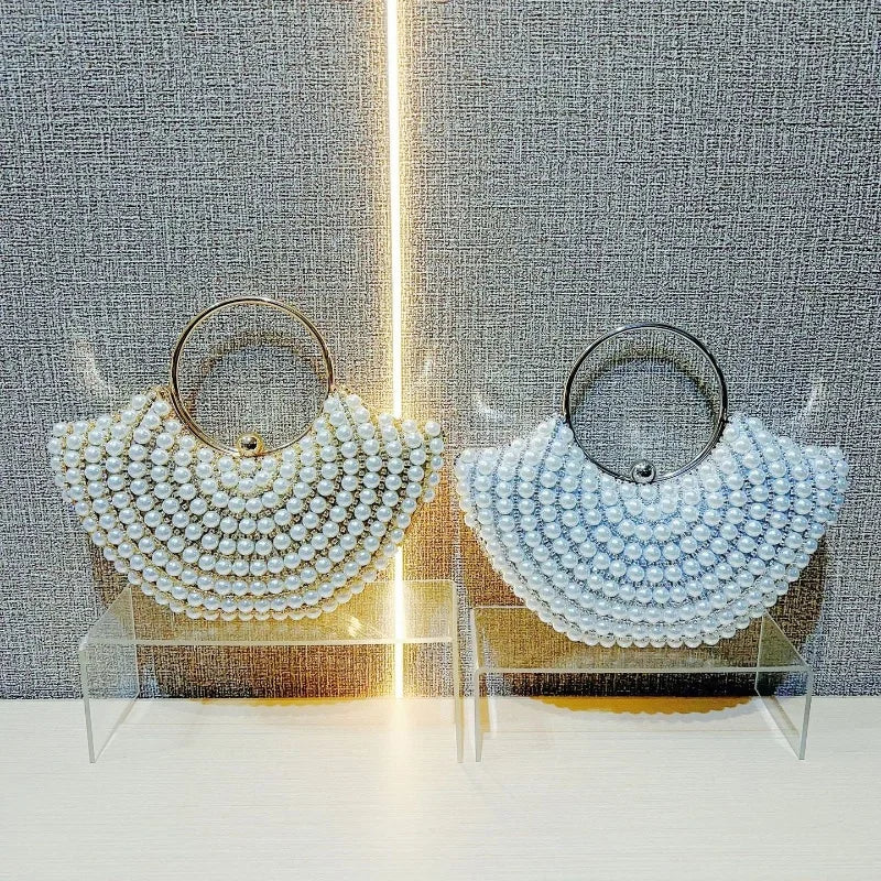 Luxurious Design Sparkling Banquet Clutch Bag Fashion Pearl inlay Wedding Handbag Lady Chain Shoulder Bag New Clutch Purse