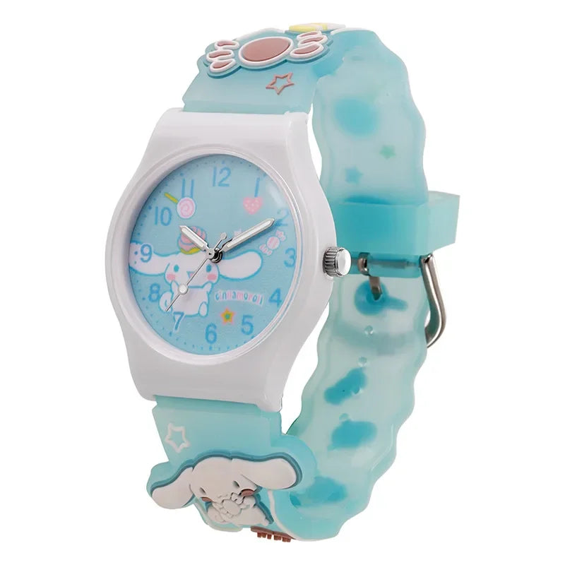 Sanrio Hello Kitty Children Wrist Watch Kuromi Cinnamoroll My Melody Kawaii Waterproof Silica Gel Chronograph Watch Student Gift