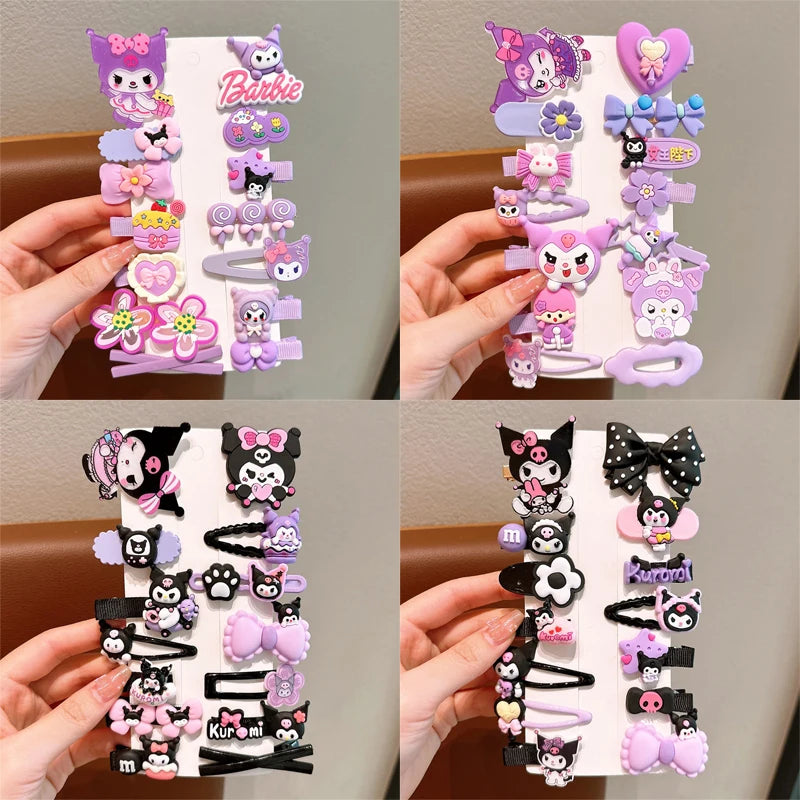 14pcs Sanrio Kawaii Kuromi Hair Clips Cute Cartoon Sweet Hairpin Hair Accessories Korean Style Accessories Girls Birthday Gifts
