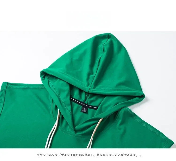 L-9XL メンズ フード付きベスト プラスサイズ タンクトップ 夏 トレンド ティーンズ ボーイズ スポーツ ノースリーブ Tシャツ 通気性 ゆったり Tシャツ 40kg-165kg