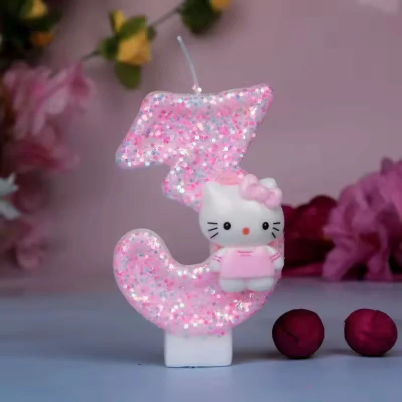Sanrio Cute Hello Kitty Fun Digital Candles Creative Kawaii Cartoon Pattern Party Decoration Supplies Birthday Cake Accessories