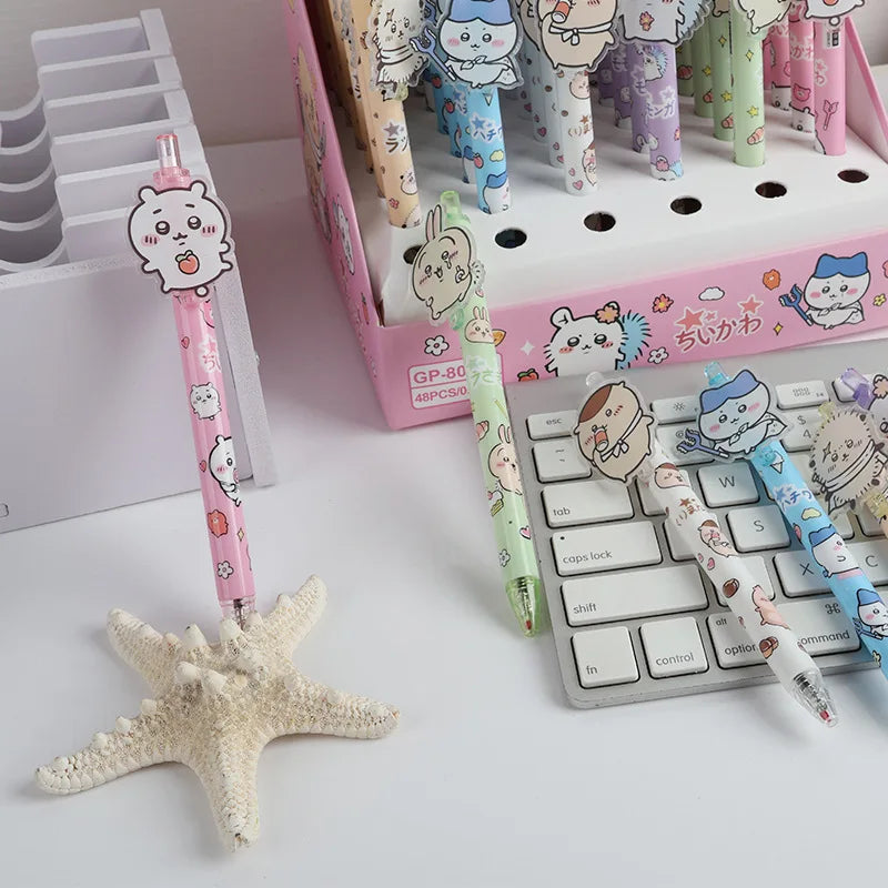 1/6/18Pcs Cute Chiikawa Hachiware Usagi Cartoon Animes Character Patch Press Pen 0.5mm Gel Pen Student Stationery Supplies Gifts