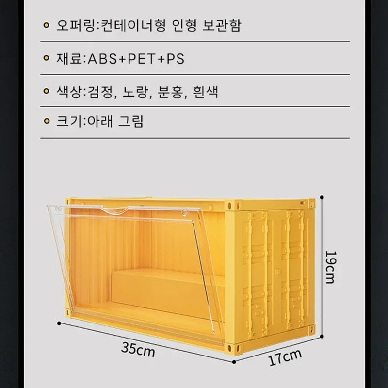 35x17x19cm Cool Large Storage Box Display Sound-activated Lamp Container Rack Cabinet PP Material Bubble Mat Doll Display Box