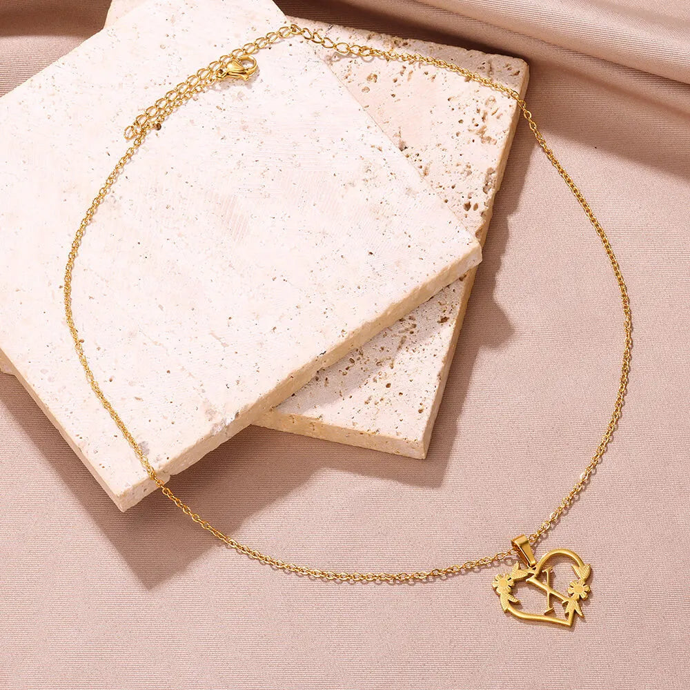 Initial Letter Stainless Steel Pendant Necklace for Women Fashion Gold Color Chain A-Z Alphabet Clavicle Necklaces Jewelry Gift