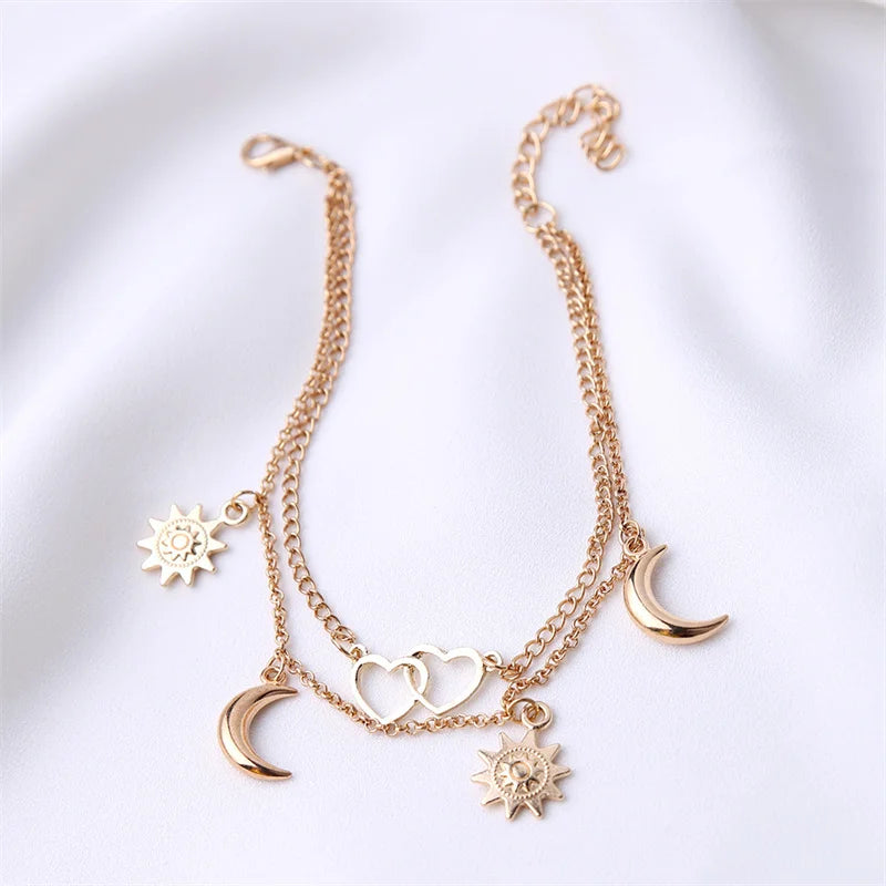 2/3pcs/set Beach Anklets for Women Pearl Beads Sunflower Pendants Foot Chains Bohemian Foot Accessories Summer Barefoot Chain