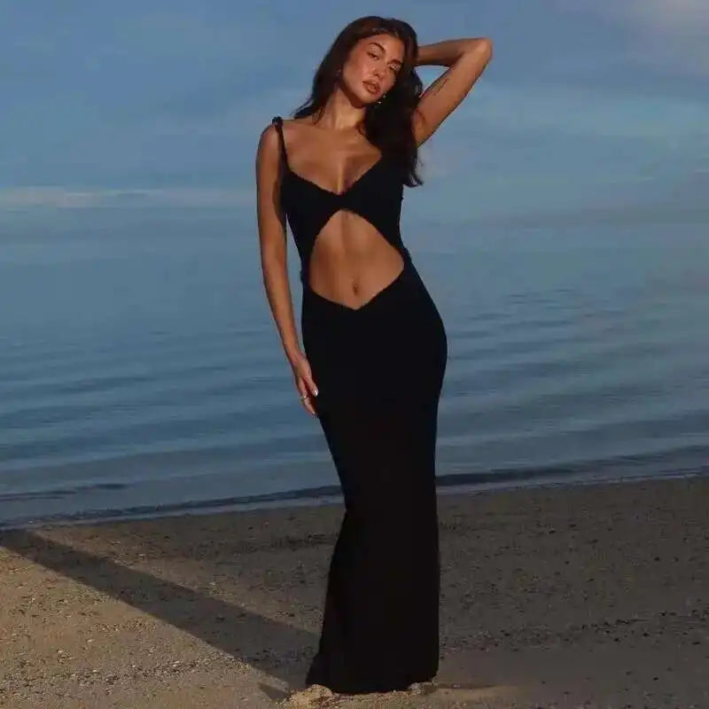 Giyu Sexy Evening Club Party Dresses Women 2025 Summer Sleeveless Backless Hollow Out Maxi Long Dress Elegant Bodycon White Robe