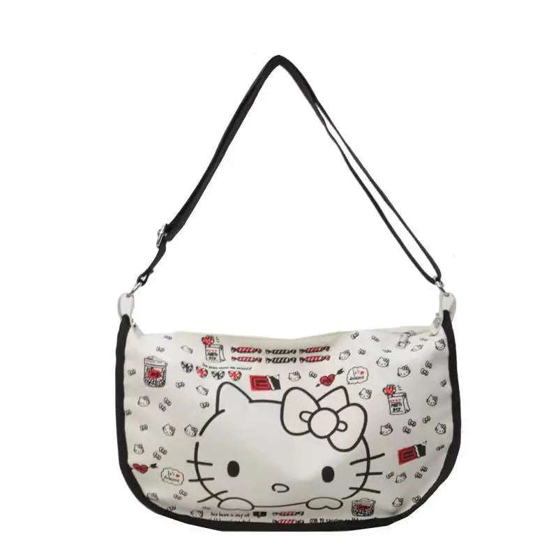 Cartoon Sanrio Hello Kitty Plaid Handbag Commuting Light Portable Summer Storage Shoulder Handbag High Capacity