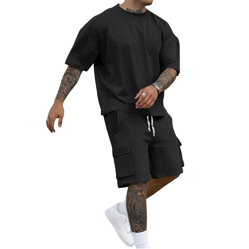 New men's casual sportswear set in 2025, including a stylish T-shirt and a pair of work-style shorts deportes entretenimiento