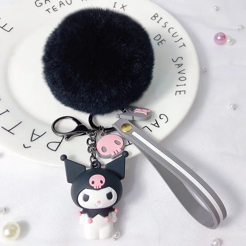 Cartoon Kuromi Sanrio Keychain Cute MelodyHello Kitty Cinnamoroll Doll Pendant Decoration Keyring Jewelry Girl&Child Gifts Toy