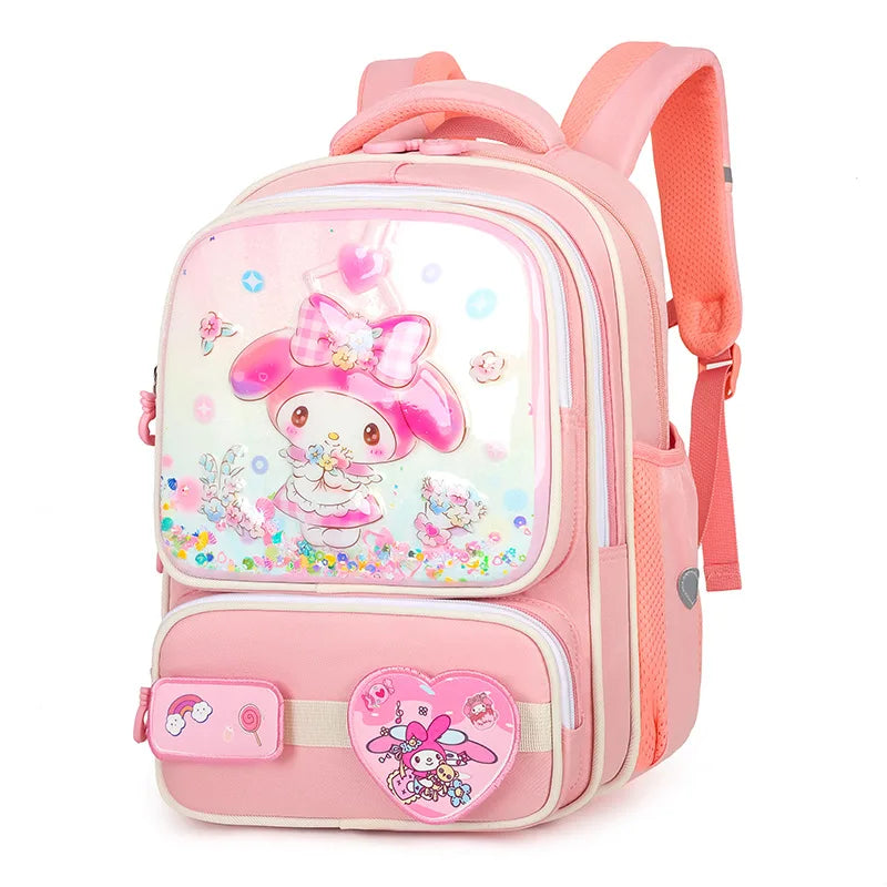 Kuromi Cute Kids Backpack Large Capacity School Bag for Boys Girls Grade 3-4 Cartoon Cosplay Accessories