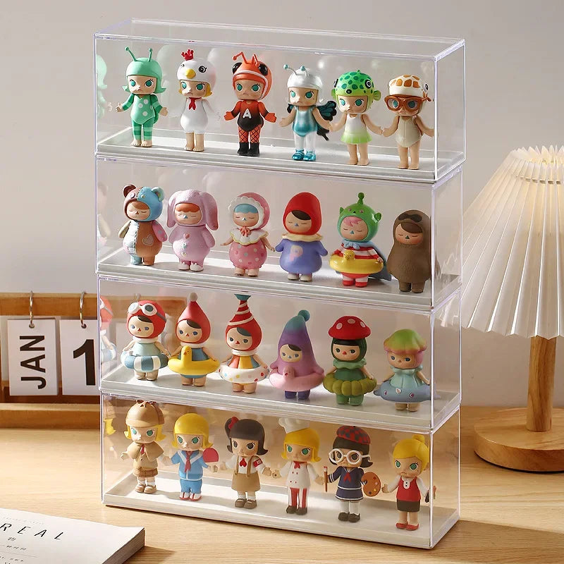 Acrylic Clear Doll Toys Storage Organizer Box Mystery Box Display Stand For Pop Dolls Storage Case Waterproof Dust Proof Box