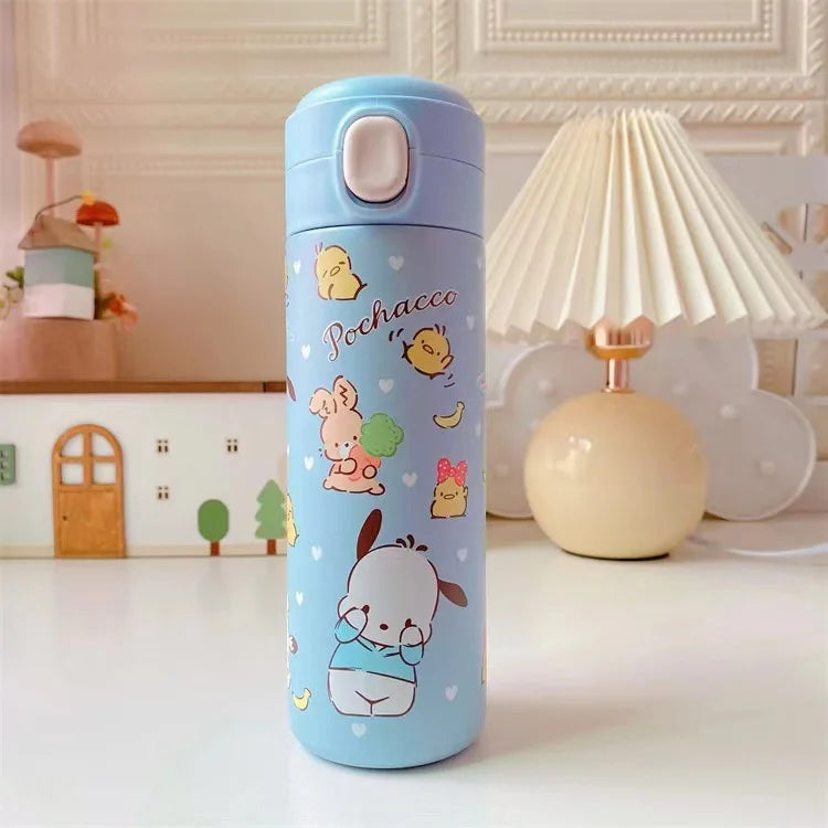 Sanrio 304 Stainless Steel Vacuum Cup Kawaii Anime Thermos Cute Cartoon Mymelody Kuromi Cinnamoroll Bomb Lid Straight Drink Cup