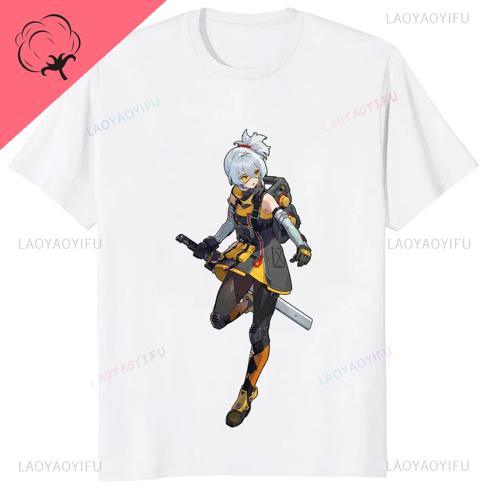 Kawaii Zenless Zone Zero T-Shirt ACG ARPG Game Fans Cosplay Graphic T Shirt Cotton Casual Fashion Streetwear Man Women Tshirt