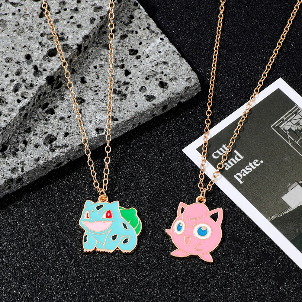 Anime Characters Pokémon Necklace Jigglypuff Pendant Neck Chain Girl Accessories Cartoon Squirtle Boy Girl Necklace