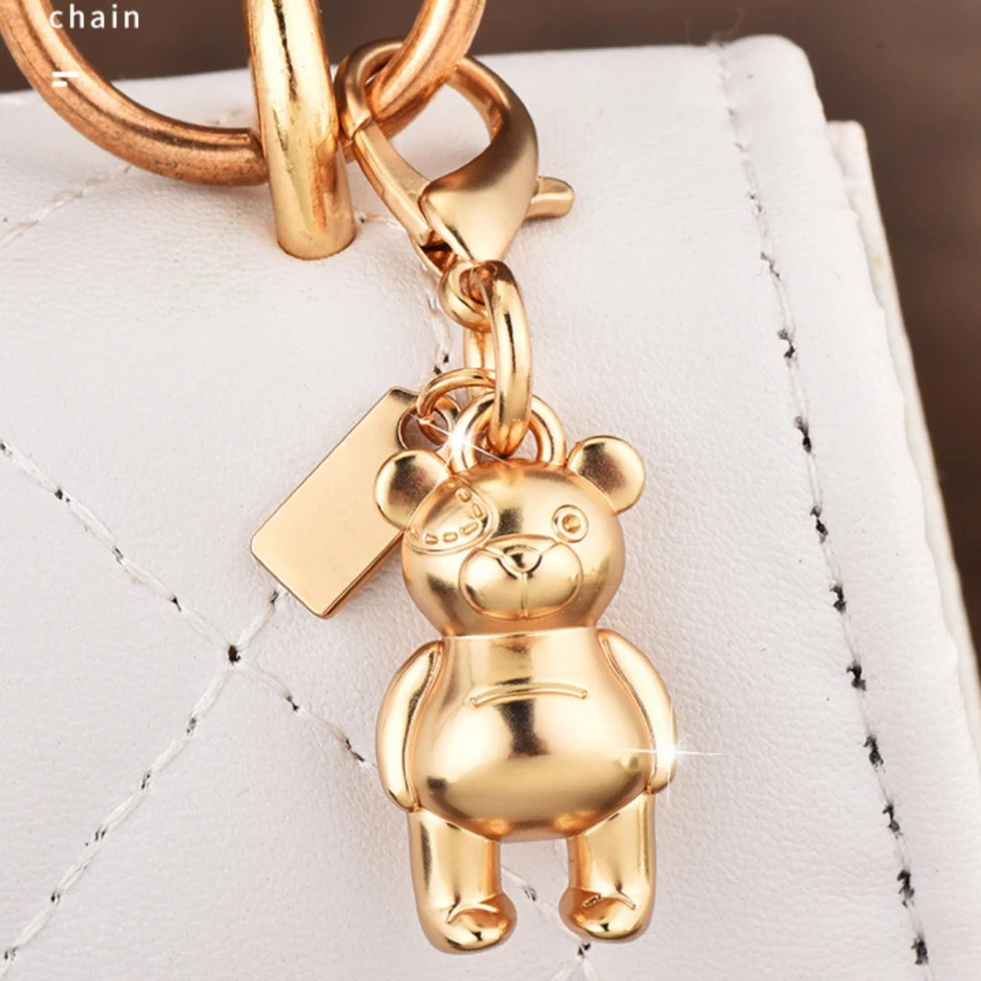 Fashion Bear Cherry Letter C Flower Keychains For Women Metal Y2K Exquisite Bag Pendant Car Key Ring Jewelry Gift Accessories