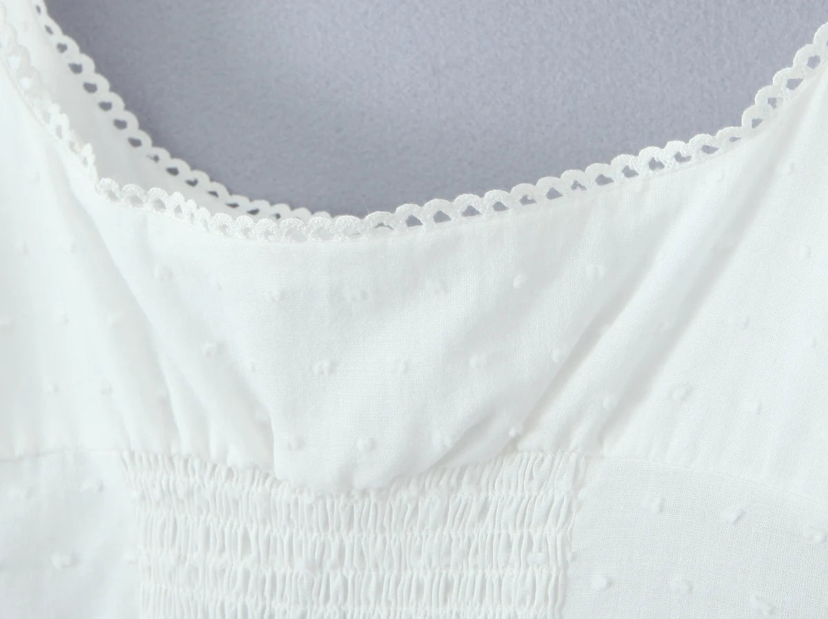 2025 Summer Plain White 3D Dot Sleeveless Tank Women Open Buttons Slim fit Elastic Back Tank Top Crop Tops