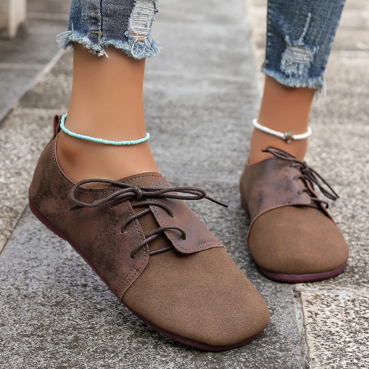 Woman Flats Shoes Loafers Fashion Casual Sports Sneakers Trend Brand Women's Fashion Dress Shoes New Lace Up Femme Zapatos