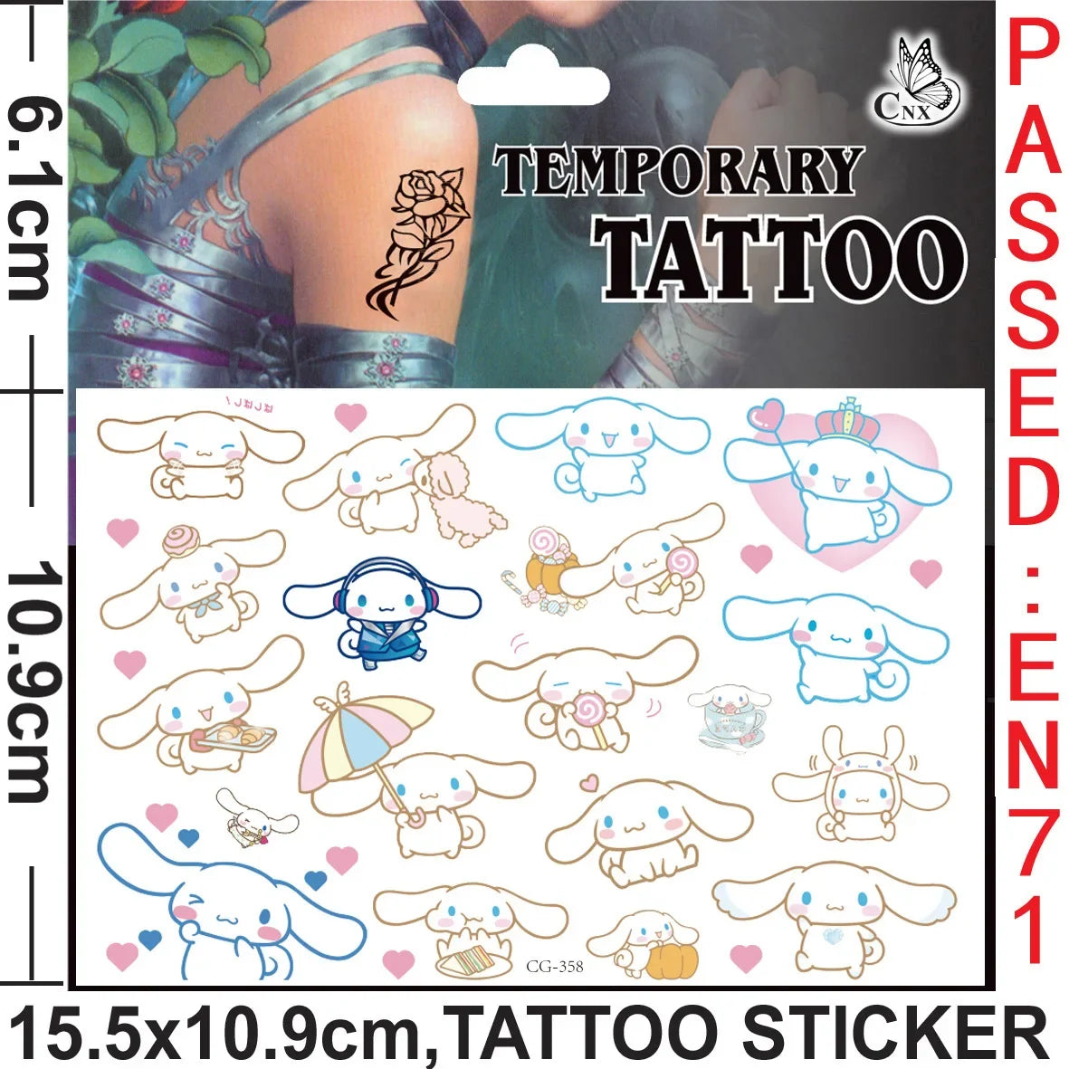 Sanrio series Tattoo Stickers Waterproof Cute Sticker Anime Birthday Party Supplies Decoration For Kids Women Men Gift