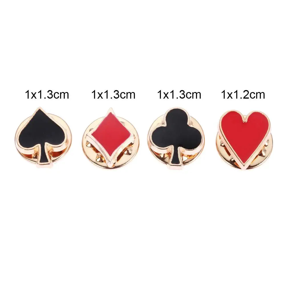 4pcs/set Popular Zinc Alloy Poker Broche Brooch Badges Small Poker Cufflinks Pins Brooches for Women Men Shirt Collar Accessory