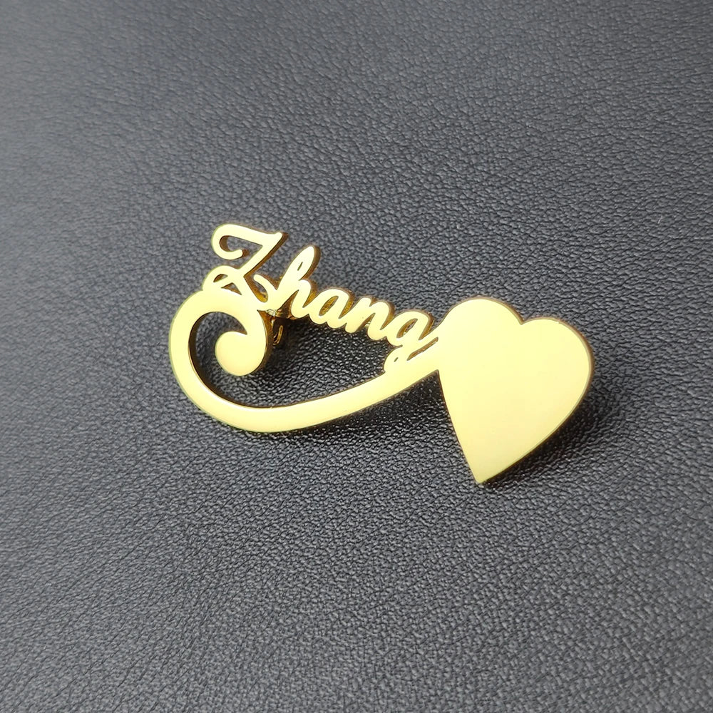 2022 Personalized Custom Women Name Brooch Stainless Steel Nameplate Lapel Badges Fashion Temperament Jewelry Best Gifts