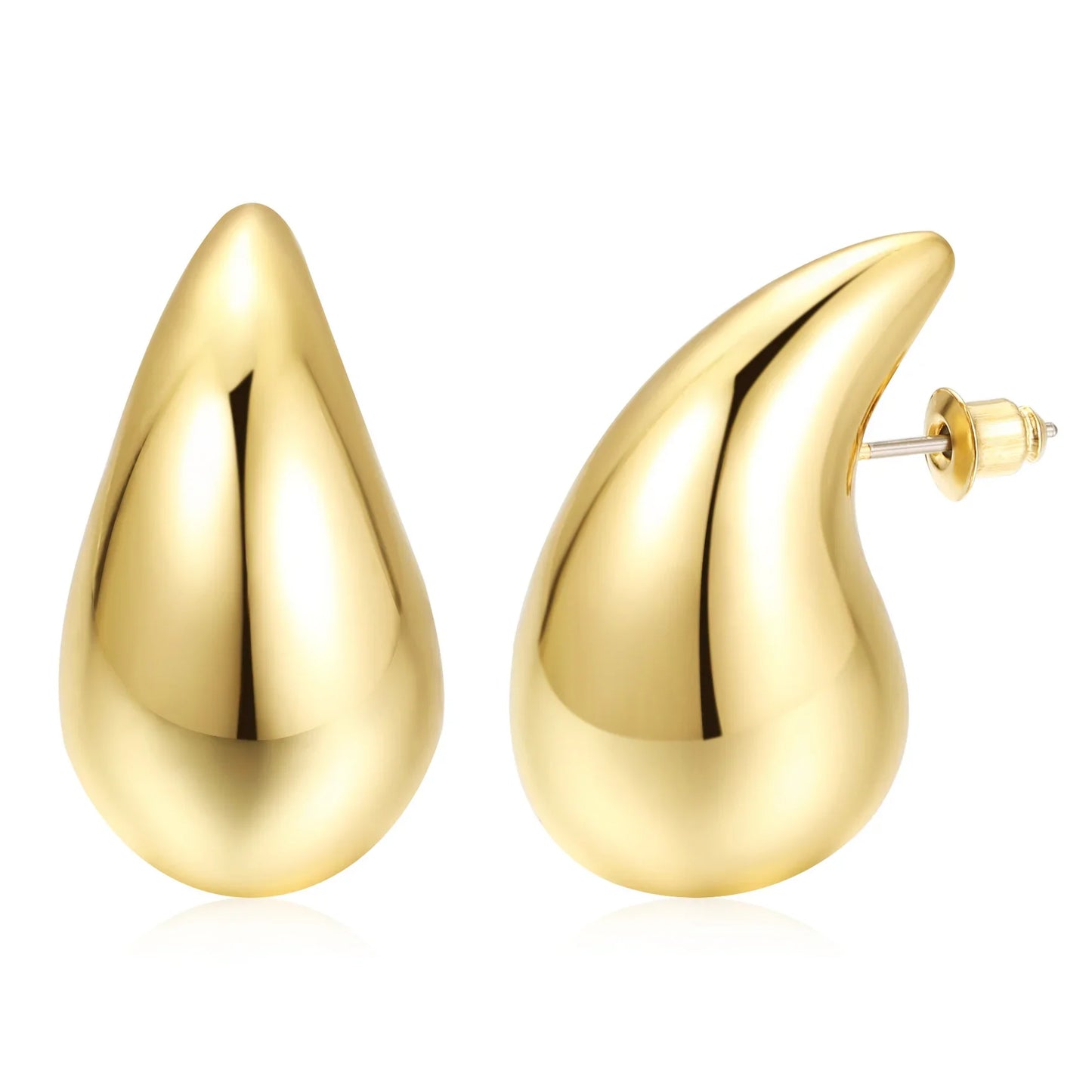 6pcs Chunky Gold Plated Waterdrop Hoop Earring Set For Women European and American Minimalist Smooth Circle Drop Earring Jewelry