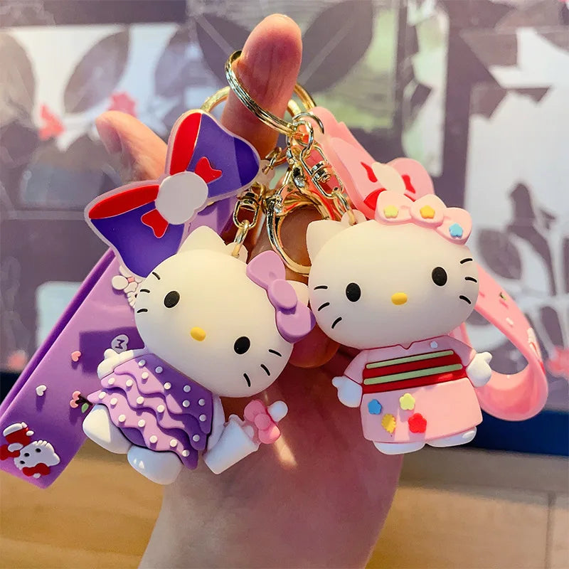 Hello Kitty Mini Model Keychain, Exquisite Cartoon Decorative Pendant, Suitable for Decorating Backpacks, Handbags, Keychains